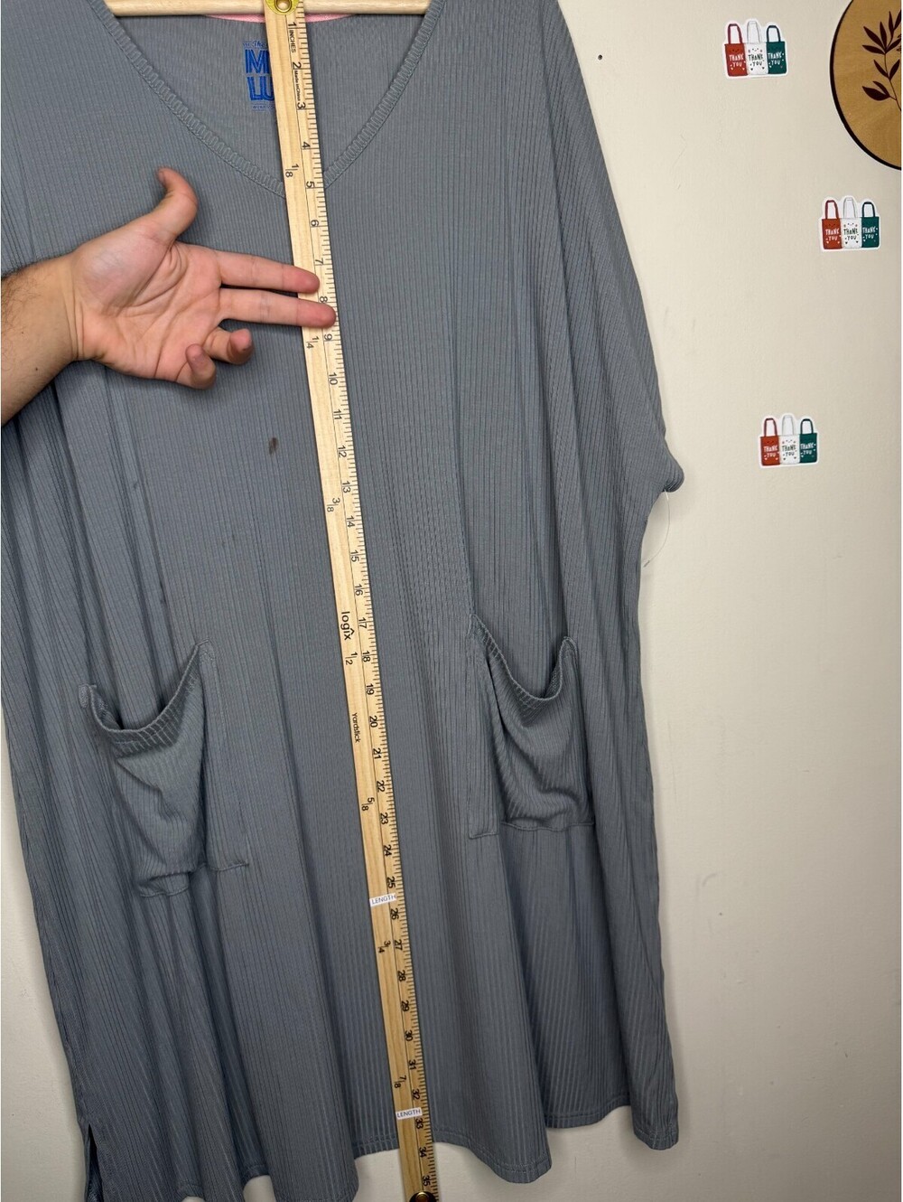 MUK LUKS Butter Knit Short-Sleeve Shift Dress Gray, Size 2X - Picture 10 of 10